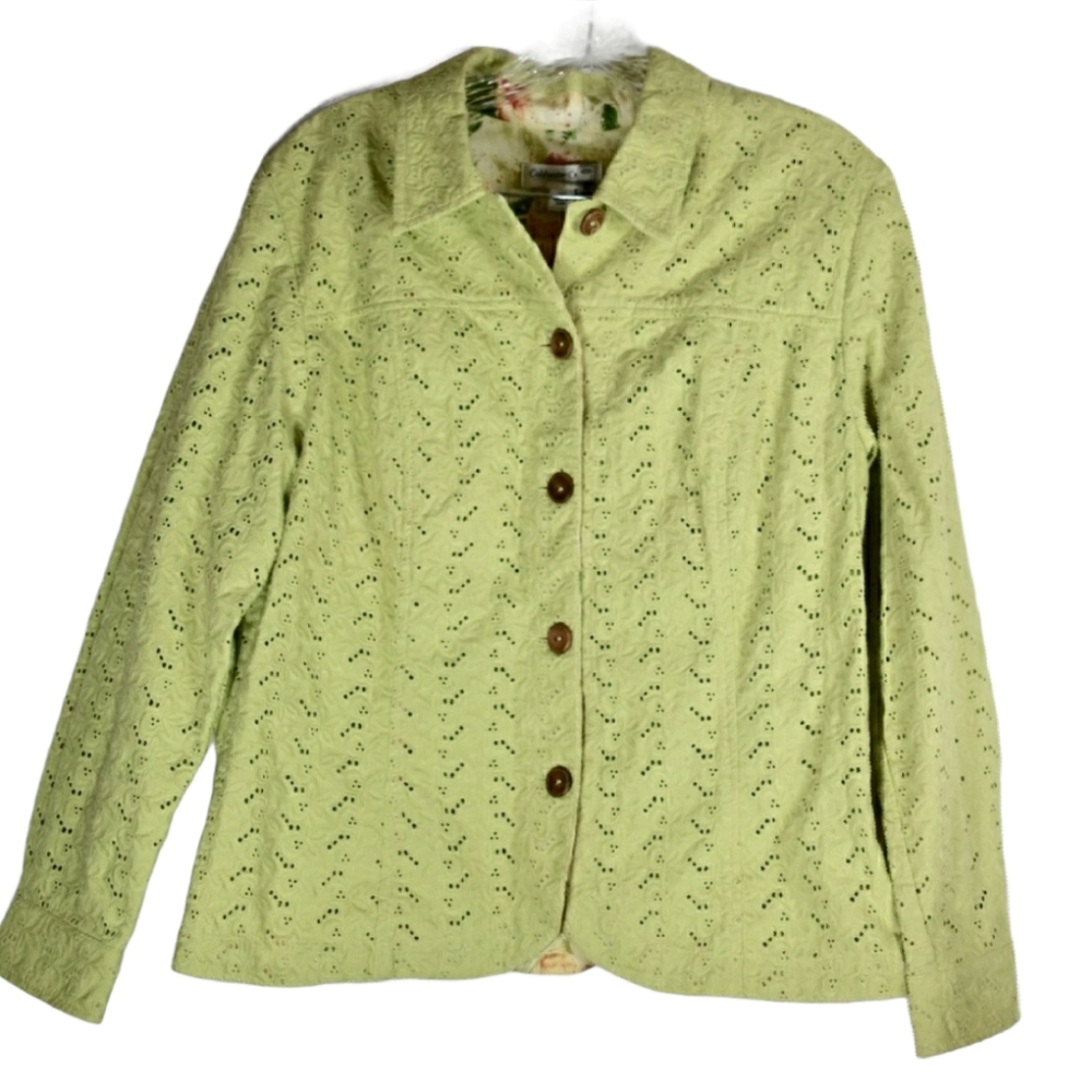 Women's Coldwater Creek Green  Eyelet Jacket MP